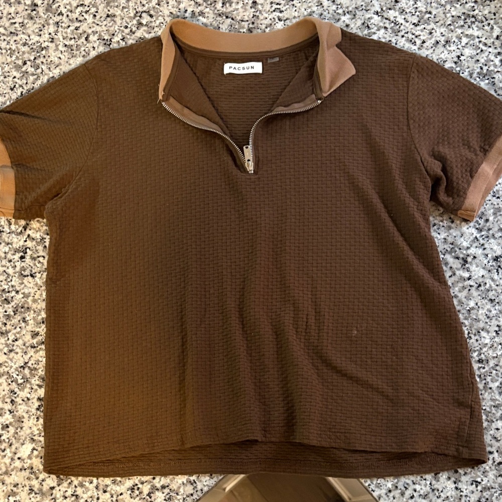 PacSun Chocolate Brown Textured Polo